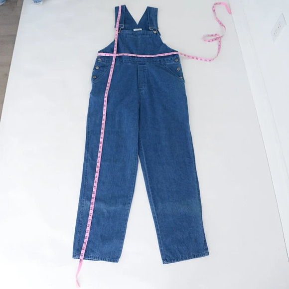 Vintage 90'S Tabi International Blue 100% Cotton Straight Leg Overalls M - Picture 2 of 16